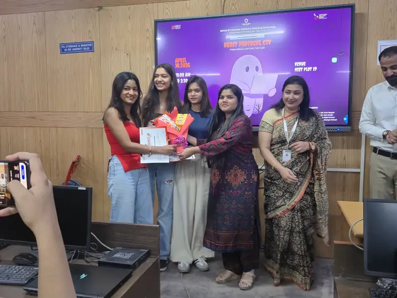 Winners with gift hampers and the faculty council