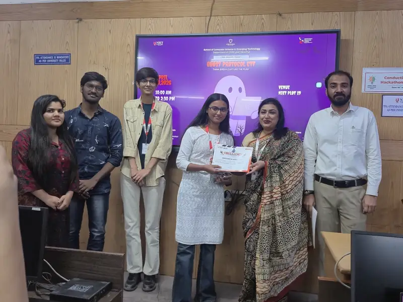 Winners pose with certificates and faculty